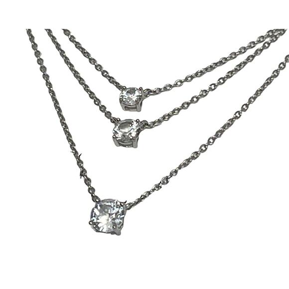 Sterling Silver Lab Sapphire (1.5 cts.)Layered Necklace Stunning Luxury Chic NEW - Picture 8 of 16